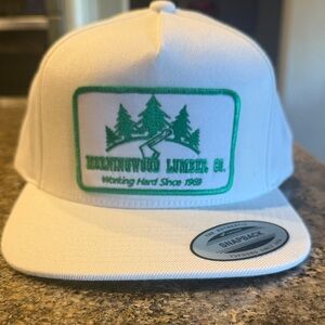Funny Morning Wood Lumber Comoany White and Green Snapback Hat